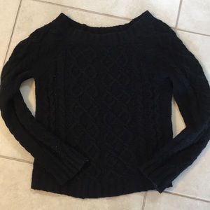Class black wool boatneck sweater